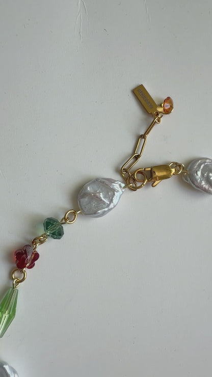 Baroque pearl & crystal fairy necklace