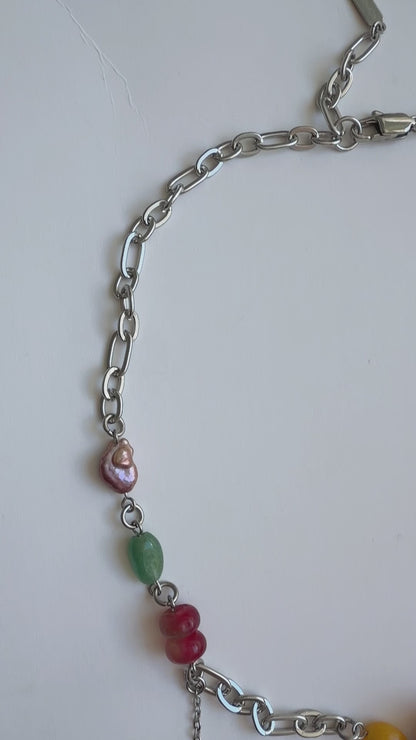 Silver multi-charm necklace