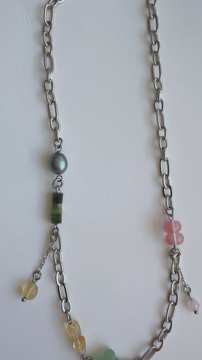 Silver multi-charm necklace