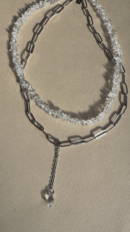 Collier superposé en quartz naturel