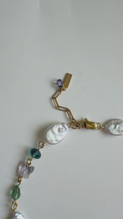 Baroque pearl & crystal fairy necklace