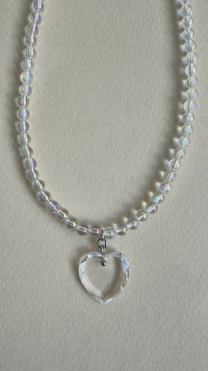 Collier cœur en quartz angel aura