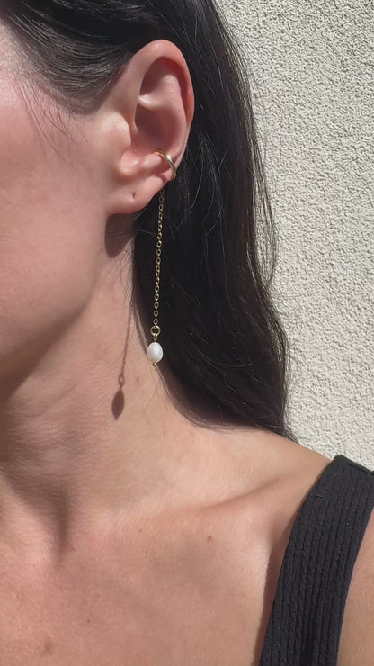 Ohrklemme mit Perlen und Gold