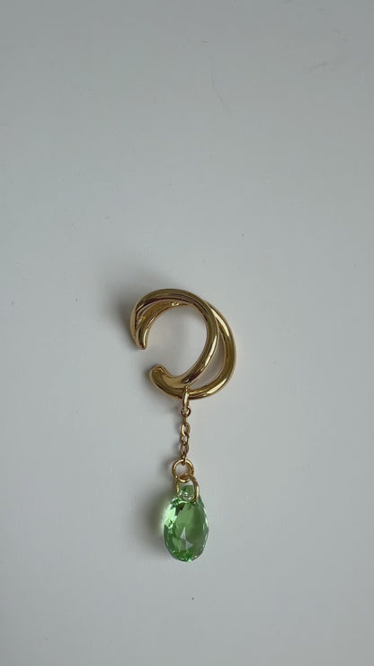 Ear cuff feuille en cristal