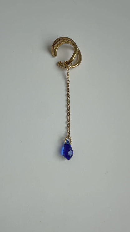 Ear cuff goutte bleue