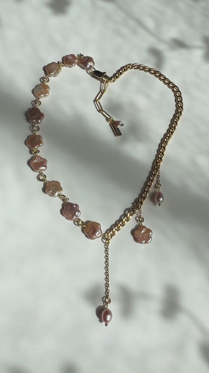 Collier Fleur rosée