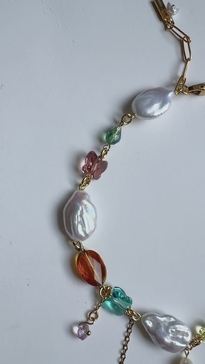 Baroque pearl & crystal fairy necklace